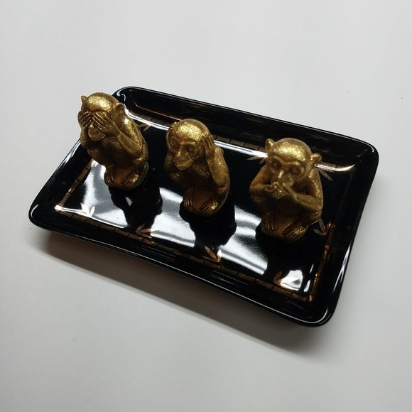 3 Wise Monkeys Exquisite Decorative Tray - Picture 2 of 8